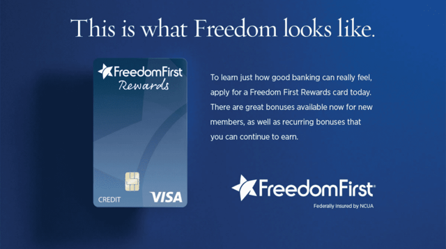 Screenshot from the Freedom First Credit Union website.