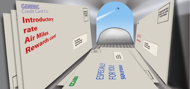 Stock photo of prescreened credit card offers in a mailbox. Stock photo of prescreened credit card offers in a mailbox.