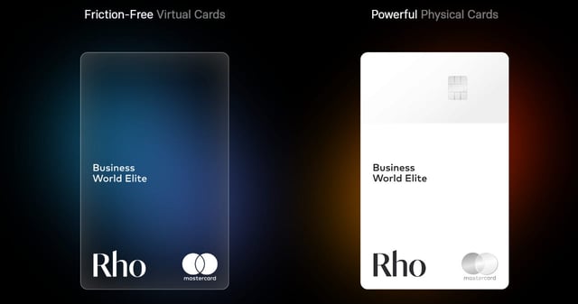 Photo of Rho's corporate Mastercards. Photo of Rho's corporate Mastercards.