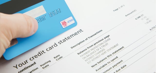 Credit card and billing statement. Credit card and billing statement.