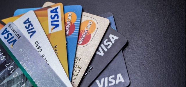 Photo of credit cards.