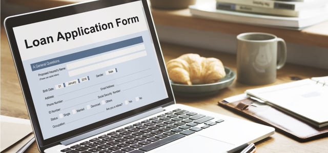 Photo of an online loan application on a laptop.