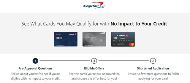 Screenshot of the Capital One prequalification step.