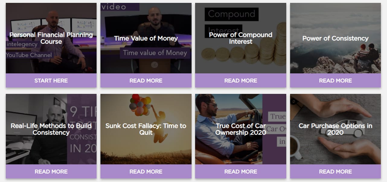 Screenshot of Articles from Financial Freedom Guru's website