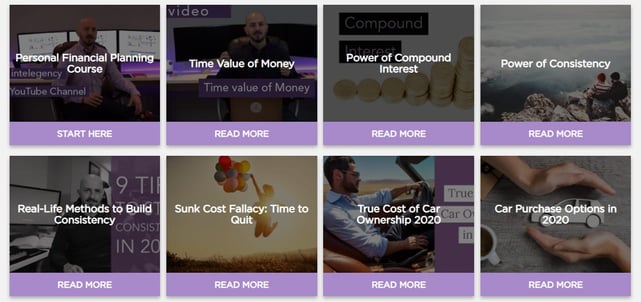 Screenshot of Articles from Financial Freedom Guru's website