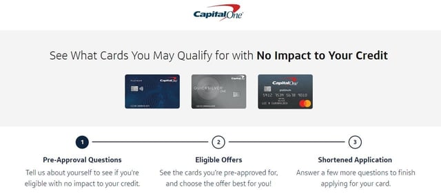 Capital One Prequalification Screenshot