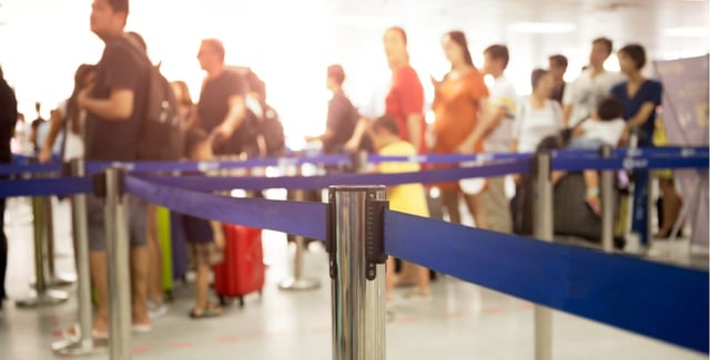 Airport security line.