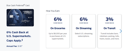 Screenshot of the Blue Cash Preferred Card Landing Page