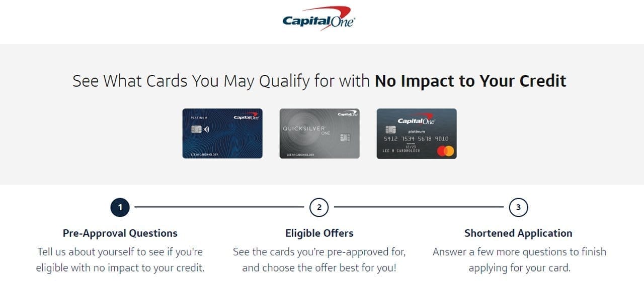 Capital One Prequalification Page