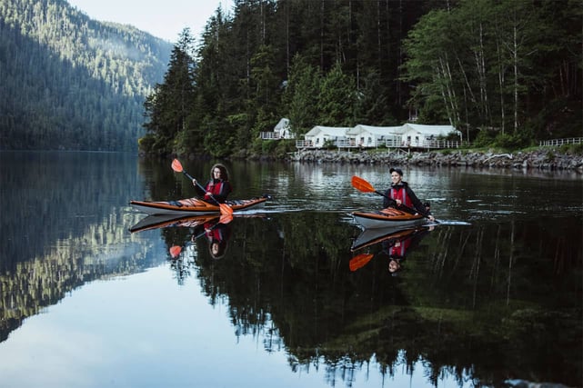Photo of kayakers in Clayoquot Sound 