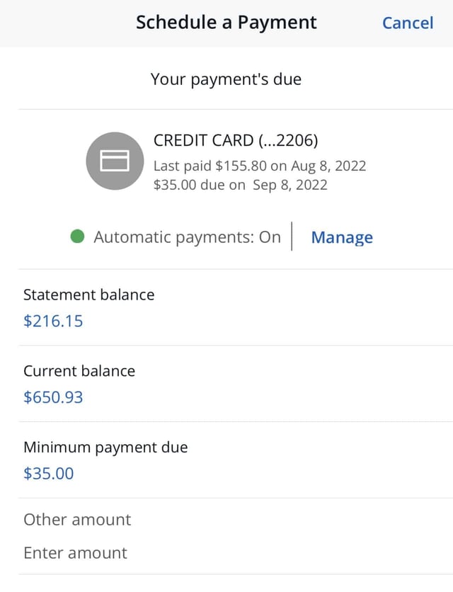 Screen to Schedule a Payment Screen to Schedule a Payment