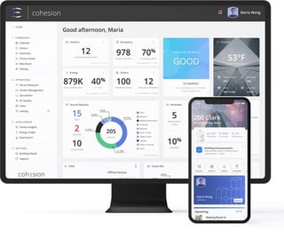 Graphic of Cohesion dashboards on desktop and mobilea Graphic of Cohesion dashboards on desktop and mobilea