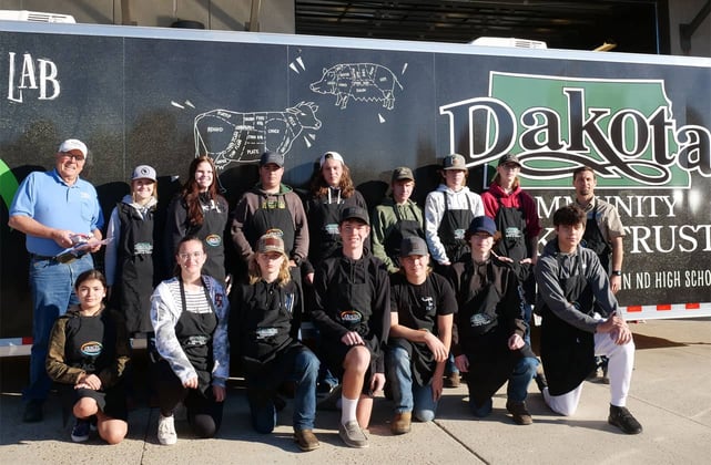 Photo of a Dakota Community Bank & Trust sponsored Meat Lab Trailer