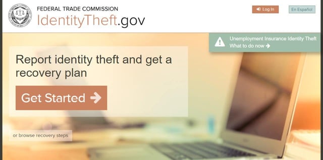 Screenshot of the IdentityTheft.gov website