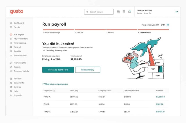 Graphic of Gusto payroll