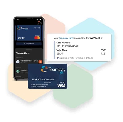 Graphic of Teampay card and app