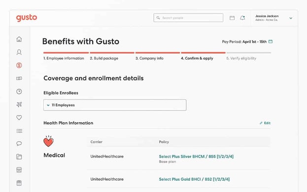 Graphic of Gusto benefits Graphic of Gusto benefits
