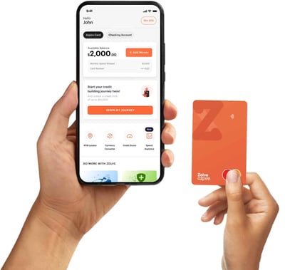 Graphic of Zolve credit-building card and app
