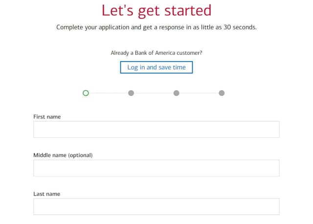 Screenshot of the Bank of America application Screenshot of the Bank of America application