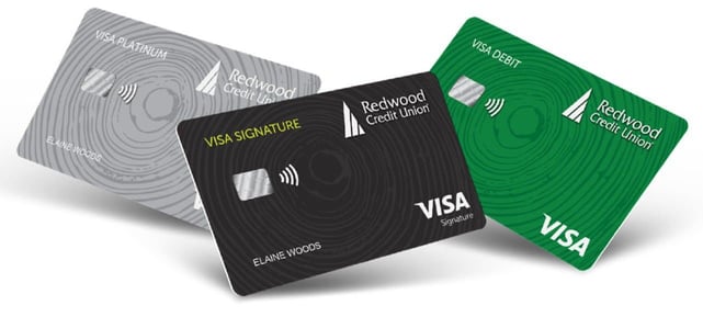 Graphic of Redwood Credit Union credit and debit cards