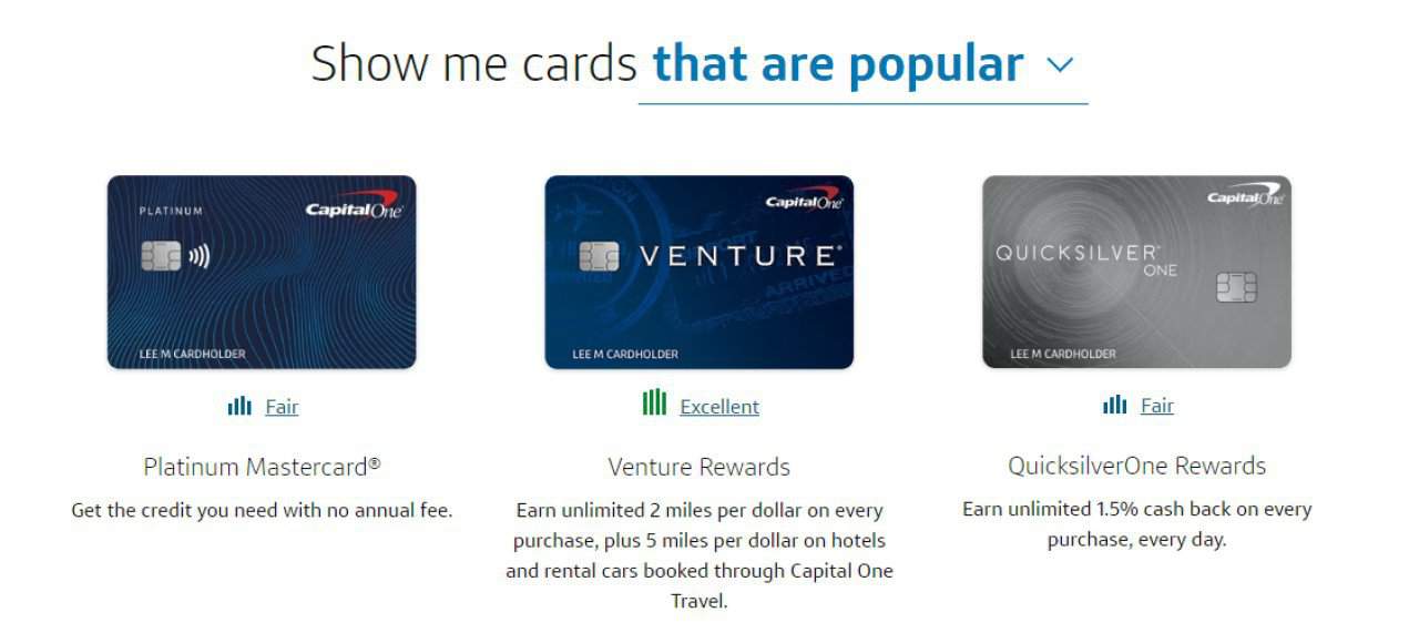 Screenshot of Capital One Website