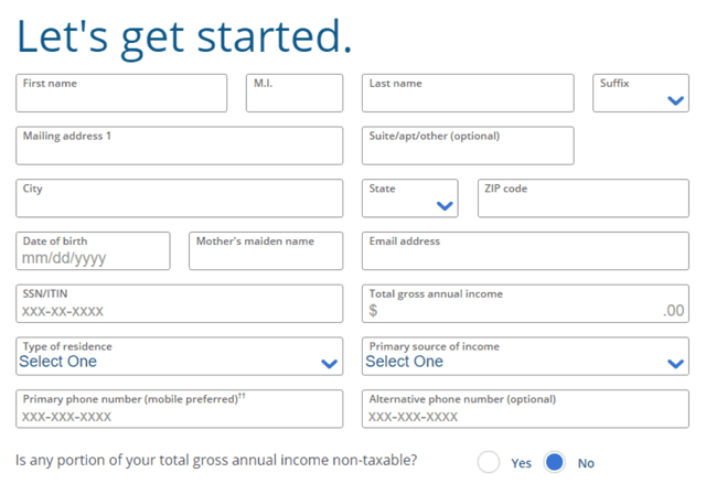 chase credit card application