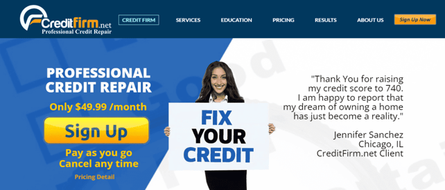 CreditFirm.net homepage