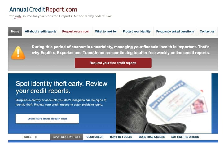 Screenshot from AnnualCreditReport.com Screenshot from AnnualCreditReport.com
