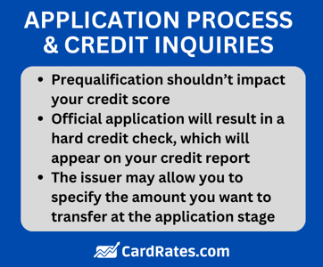 Balance transfer card application process graphic Balance transfer card application process graphic