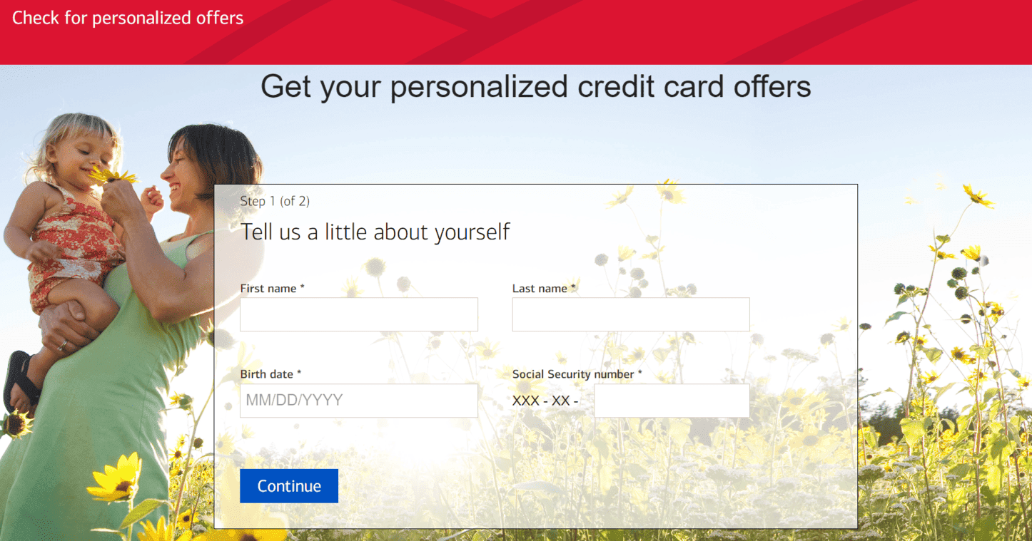 Bank of America personalized credit card offer screen
