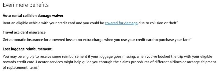 Screenshot of Capital One travel accident insurance