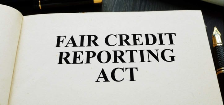 Open book with text "fair credit reporting act"