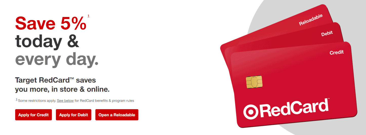 Screenshot of the Target RedCard