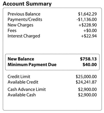 Screenshot of Amex Credit Card Statement