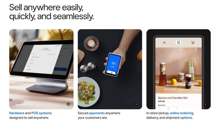 Screenshot from Square website