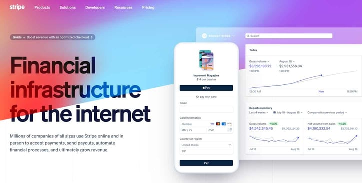 Screenshot from Stripe website