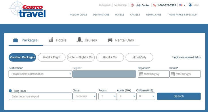Costco travel screenshot Costco travel screenshot