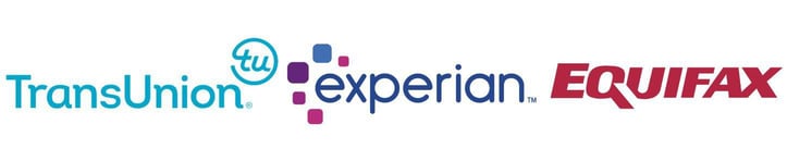 Logos of the three major credit bureaus