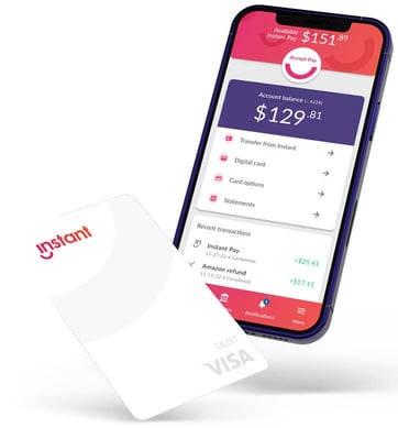 Instant Financial's card and app Instant Financial's card and app