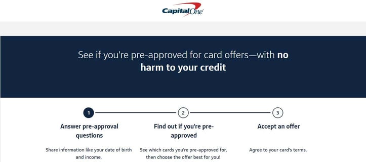 Screenshot from Capital One preapproval page Screenshot from Capital One preapproval page