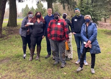 Beneficial State Bank employees planting trees