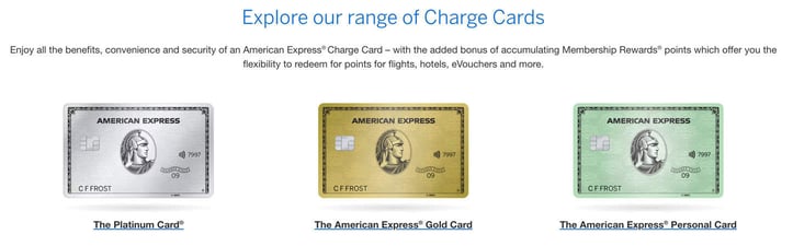 Screenshot from American Express website