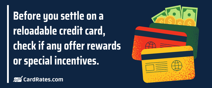 Reloadable credit card rewards graphic Reloadable credit card rewards graphic