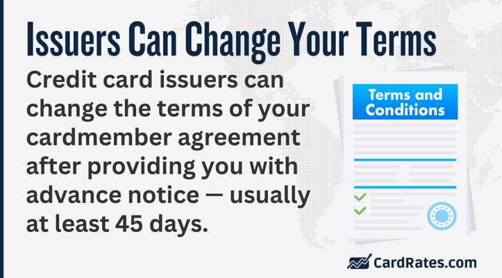 Credit card issuers changing terms graphic Credit card issuers changing terms graphic