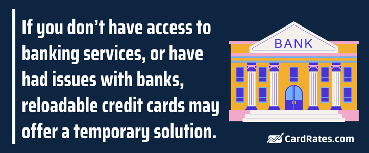 Reloadable credit card as banking alternative graphic Reloadable credit card as banking alternative graphic