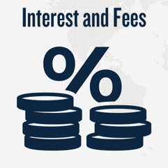 Interest and fees with percentage icon