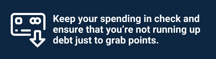 Tip for keeping your spending in check on a dark blue background Tip for keeping your spending in check on a dark blue background