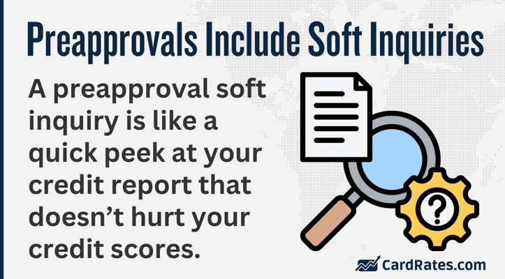 A preapproval soft inquiry is like a quick peek at your credit report that doesn't hurt your credit scores.