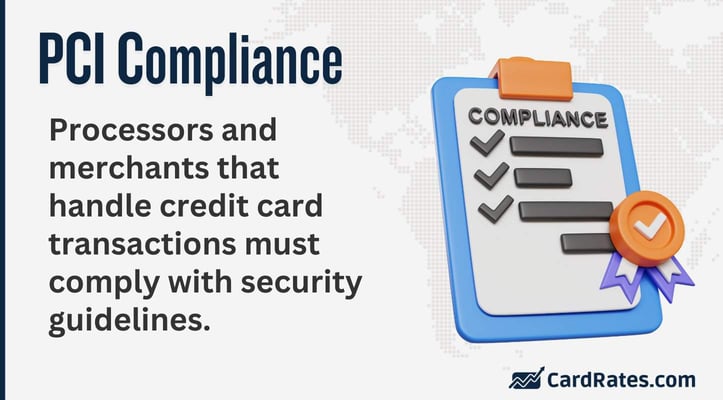 Processors and merchants that handle credit card transactions must comply with security guidelines. Processors and merchants that handle credit card transactions must comply with security guidelines.