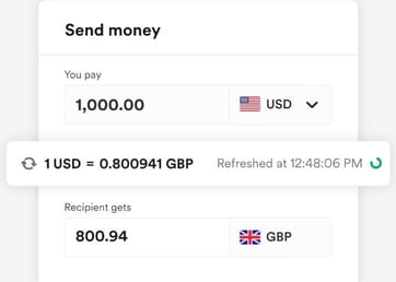 Currency-conversion interface emphasizing simplicity